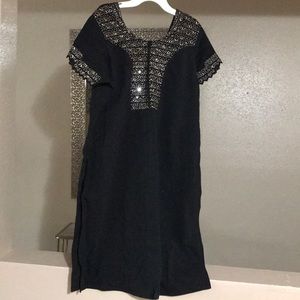 Black detailed dress with side splits
